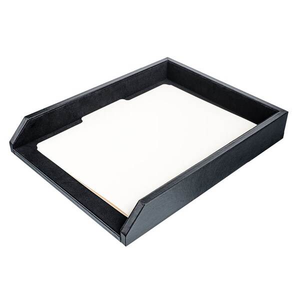 Dacasso Black Leather Front-Load Letter Tray AG-1001 - main